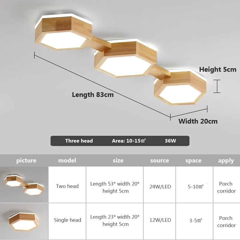 Plafonnier LED moderne en Grain de bois
