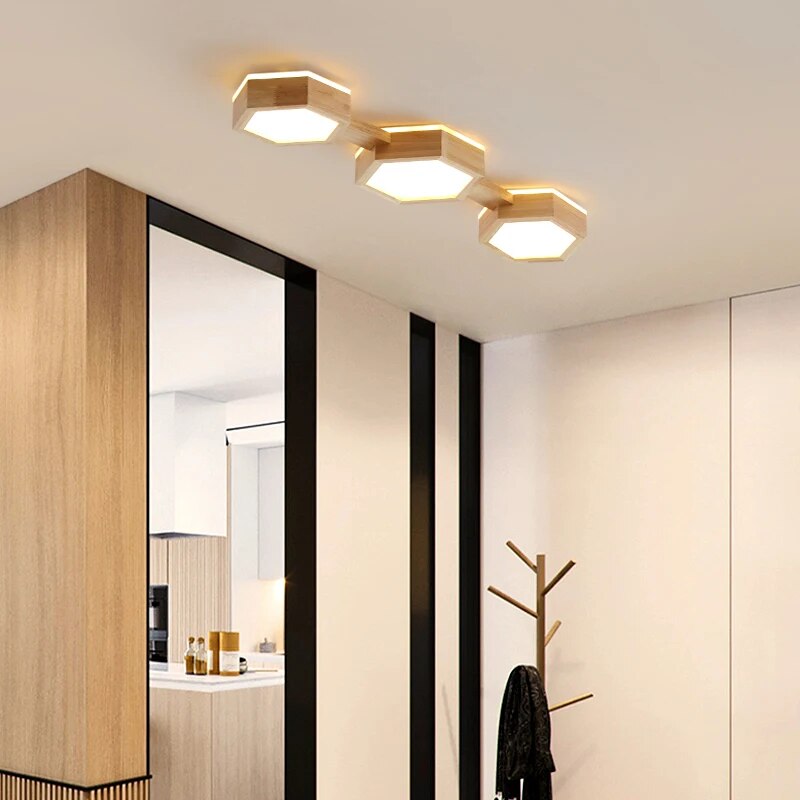 Plafonnier LED moderne en Grain de bois
