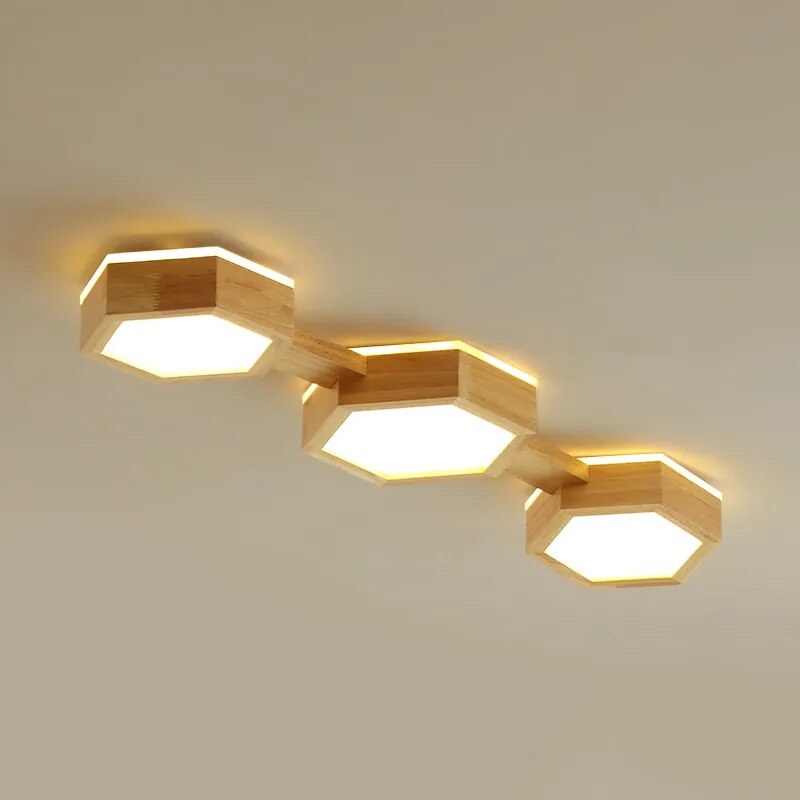 Plafonnier LED moderne en Grain de bois