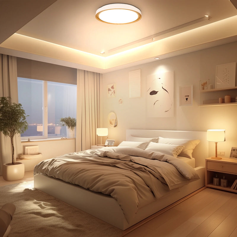 plafonnier moderne à leds en bois pour éclairage intérieur