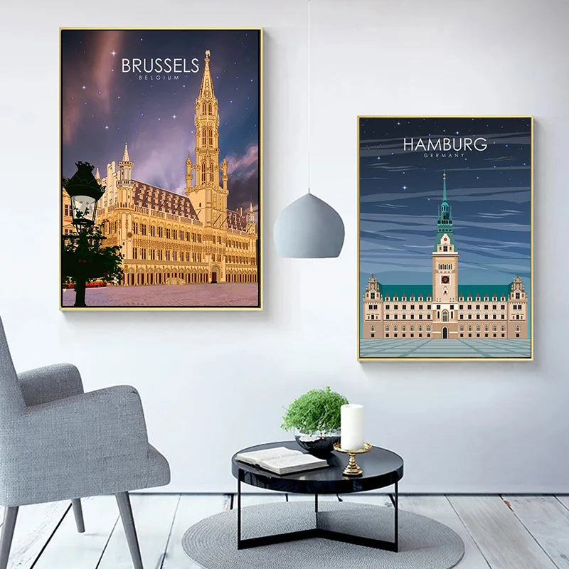 affiche de voyage art mural du caire naples madère rimini