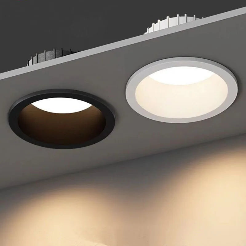 spots encastrés ronds à led pour éclairage intérieur antireflets