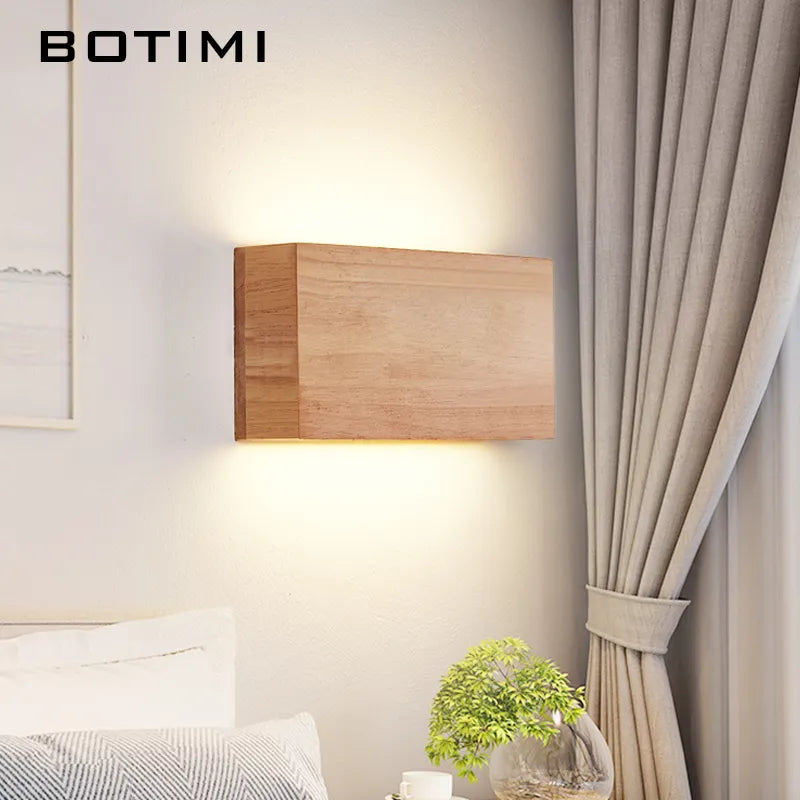 Applique murale LED en bois naturel marron