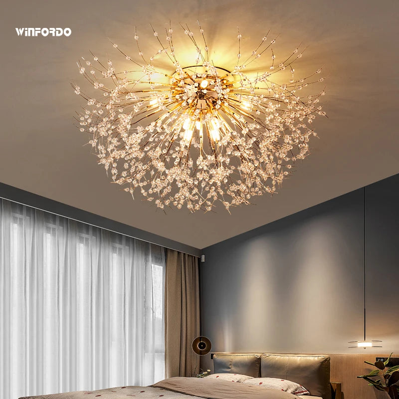 lustre led avec branches de cristal winfordo en stock