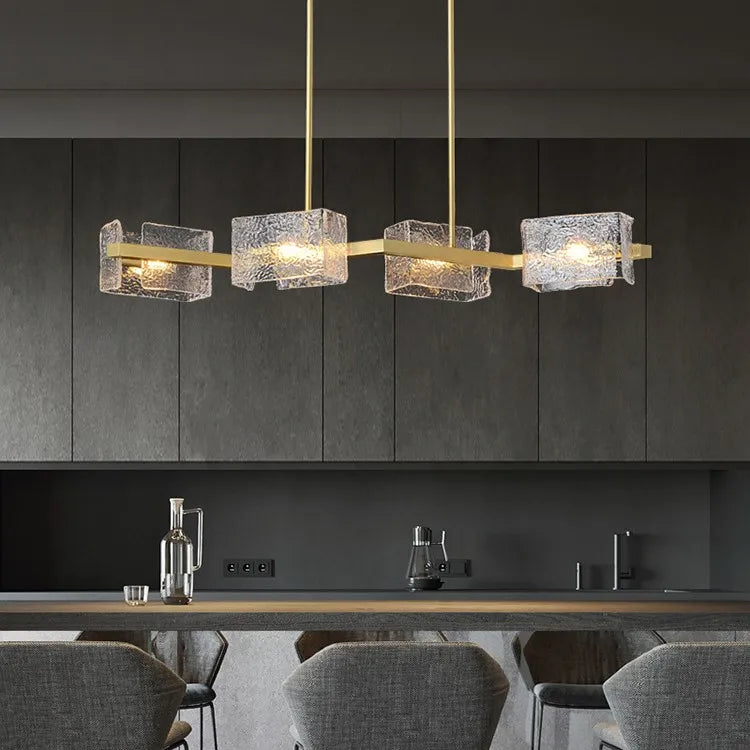 lustre moderne ondulation d'eau zhongdao luxe artistique verre