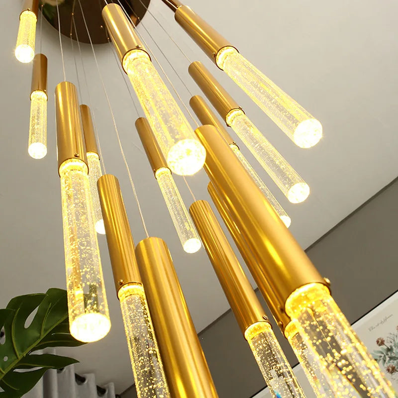 lustre moderne de luxe en cristal pour villa duplex nordique