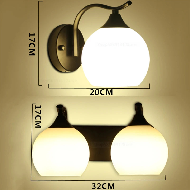 applique murale moderne en verre boule led décorative