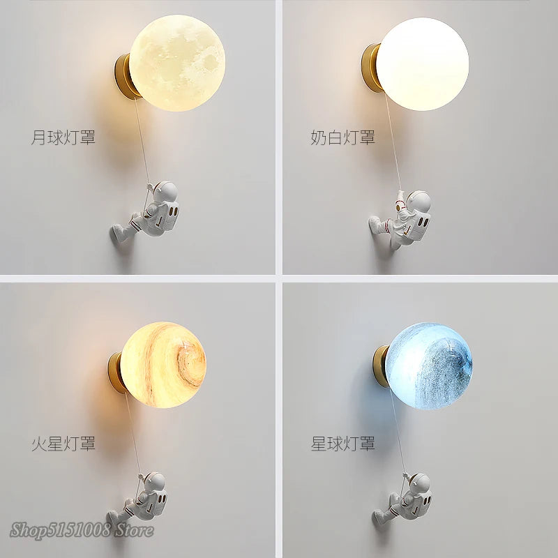 applique murale astronaute enfants 3d lune décoratif chevet