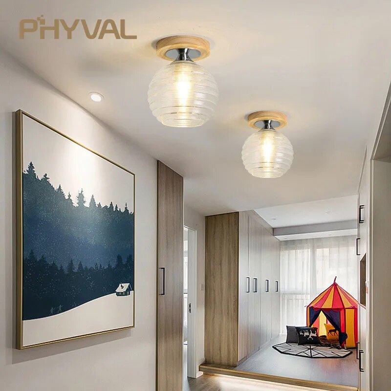 plafonnier phyval nordique verre bois luxe décor