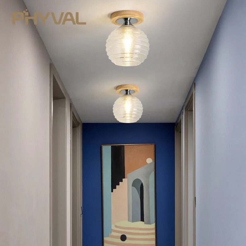 plafonnier phyval nordique verre bois luxe décor