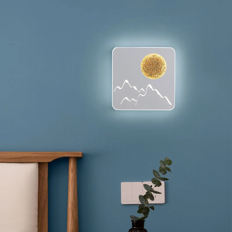 Postmodern applique murale LED lune lampe blanc noir carré rond en aluminium chambre chevet applique murale escalier cuisine couloir luminaire
