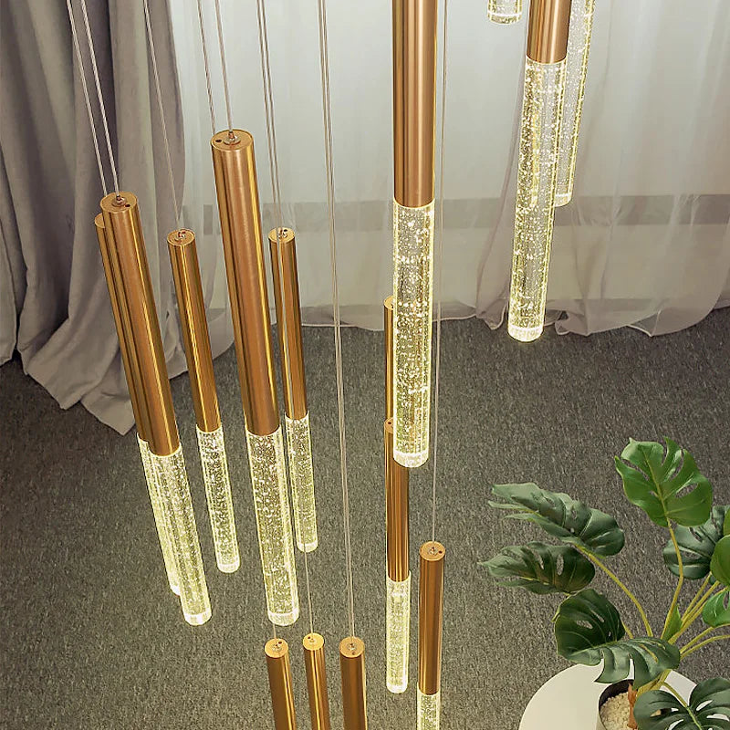 lustre moderne de luxe en cristal pour villa duplex nordique
