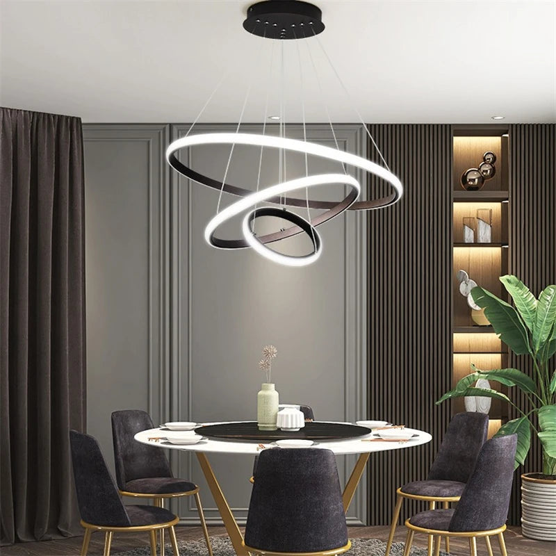 lustre moderne led en acrylique avec anneau lumineux