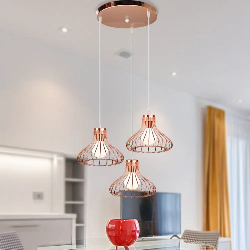 suspension loft rétro nordique avec cage en fer minimaliste