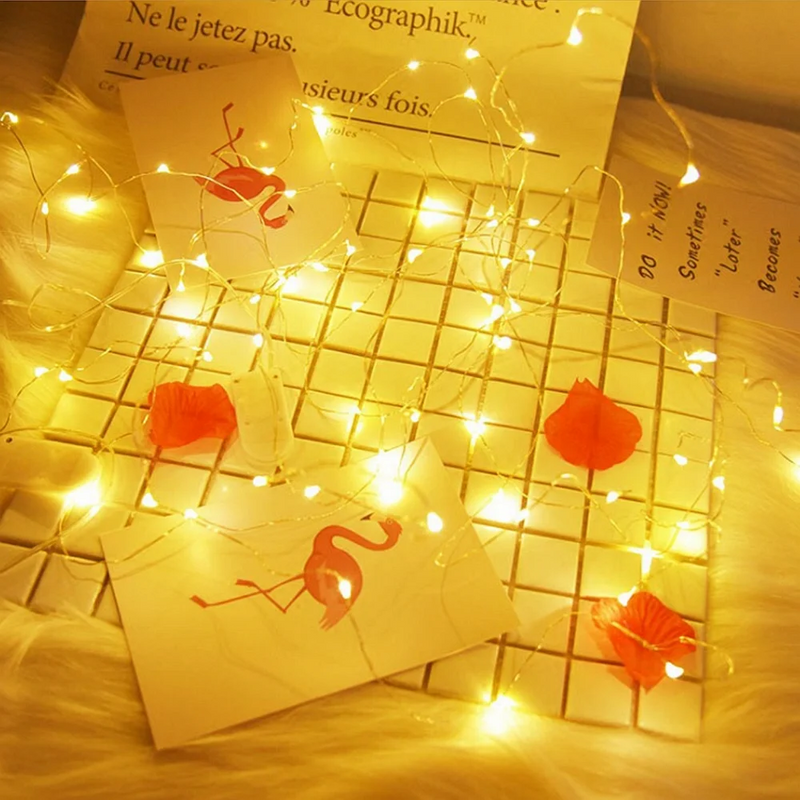 guirlande lumineuse à led en fil de cuivre pour célébrations et décorations