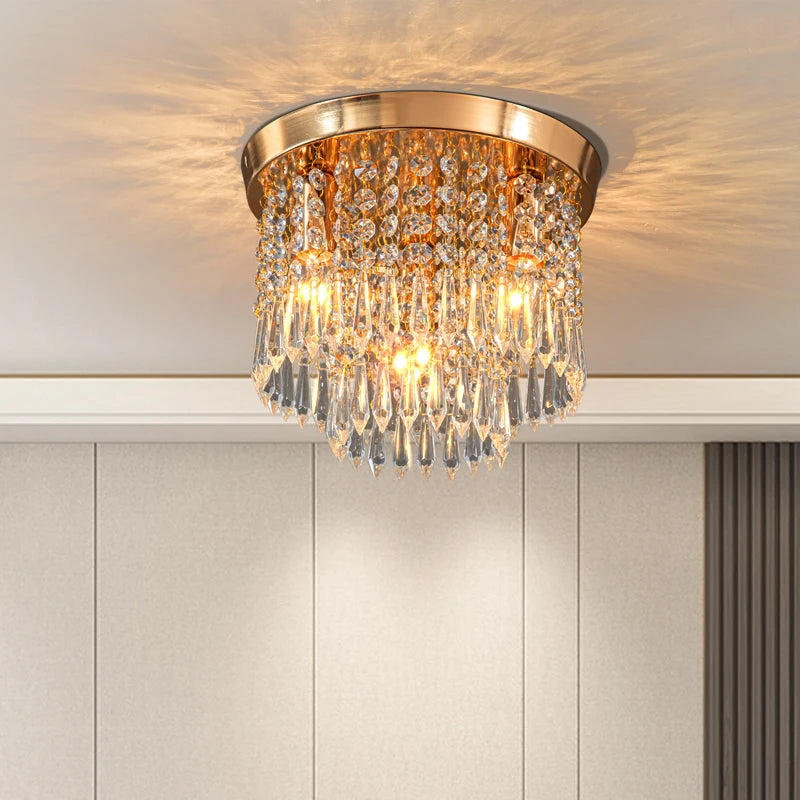 suspension en cristal doré et argenté pour décoration intérieure