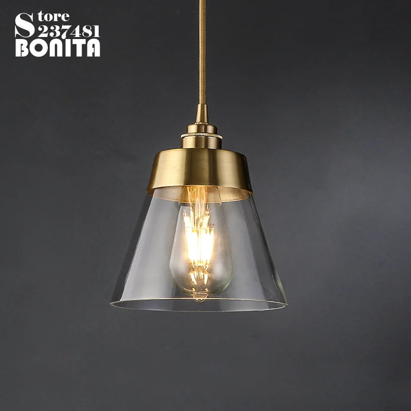suspension rétro en laiton et verre design élégant et luxueux