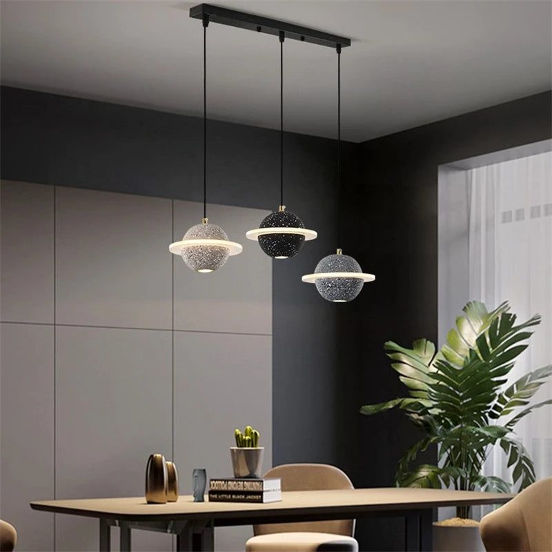 suspension modernes en ciment led pour restaurant barre lumineuse
