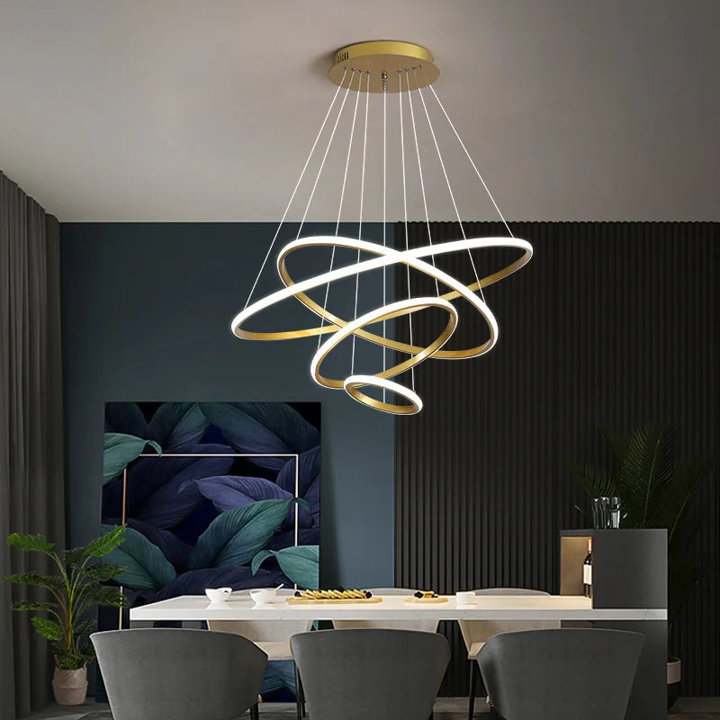lustre moderne led en acrylique avec anneau lumineux