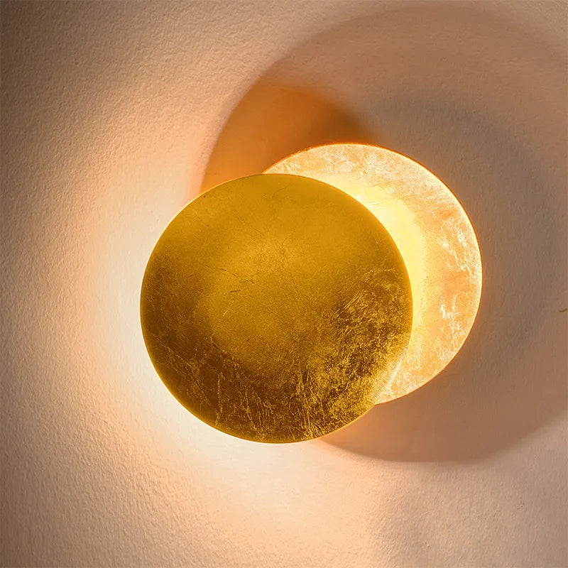 Applique LED ronde or cuivre moon eclipse