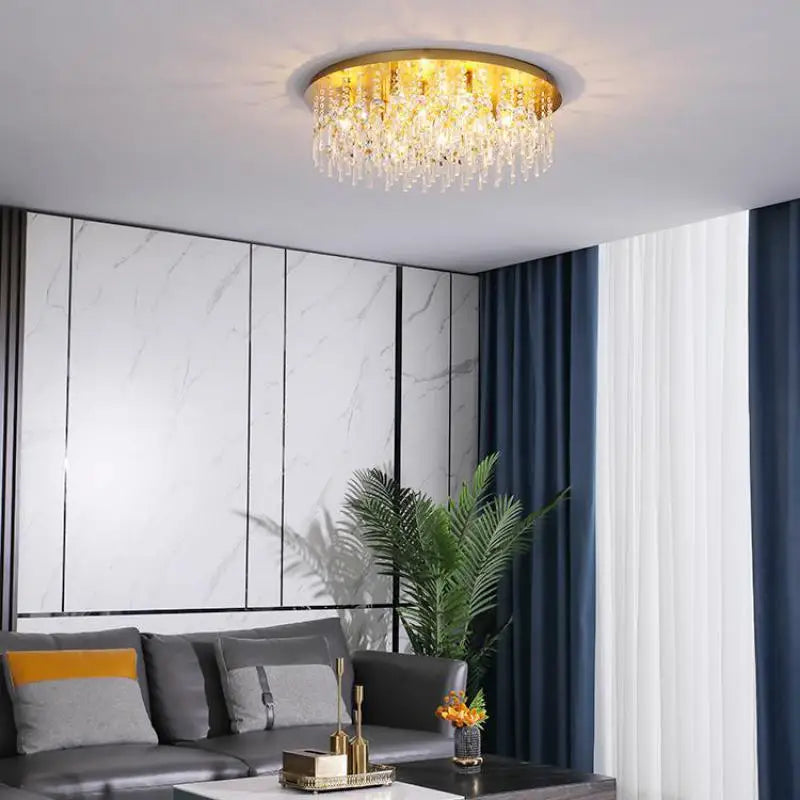plafonnier led rond cristal luxe style postmoderne européen