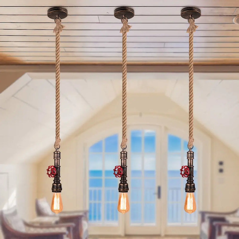 suspension vintage loft industriel fer tuyau d'eau led pour bar restaurant
