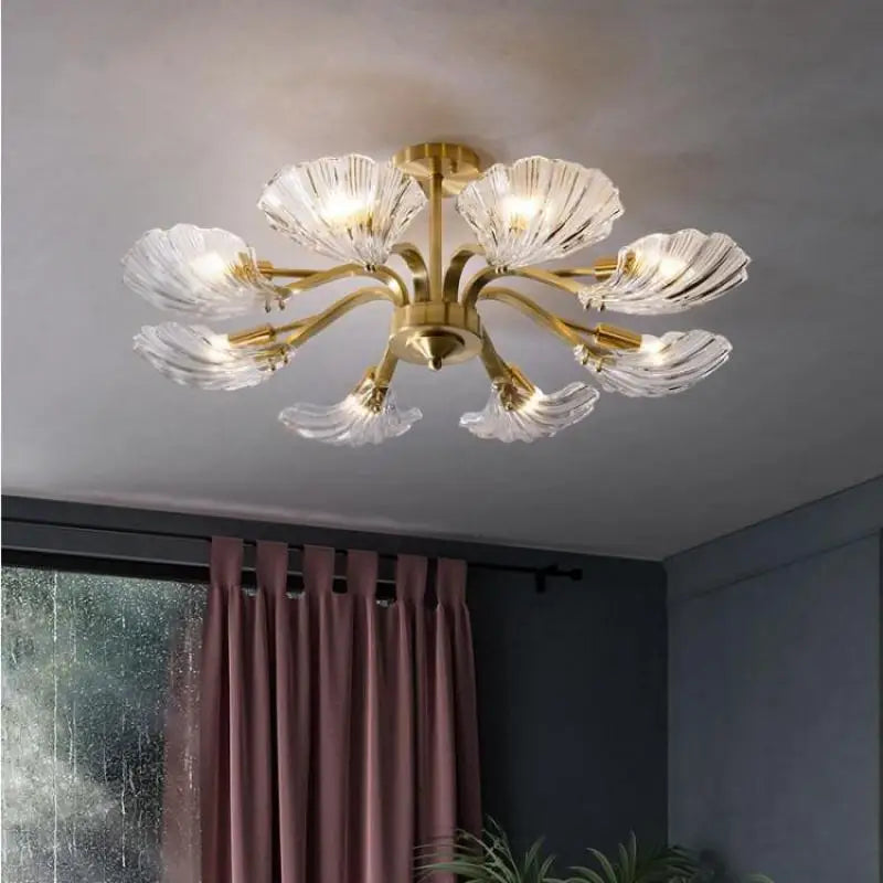 Plafonniers en verre Antique coquille cuivre cuisine lumière E14 surface lumière LED pour salle à manger chambre LED plafonniers
