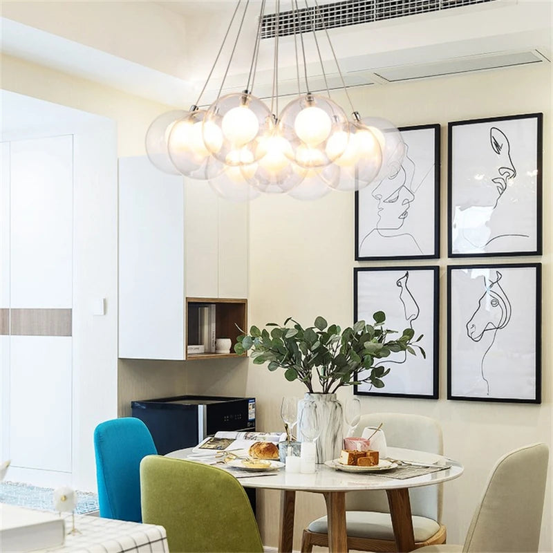 suspension lumières led modernes en verre pour bar restaurant