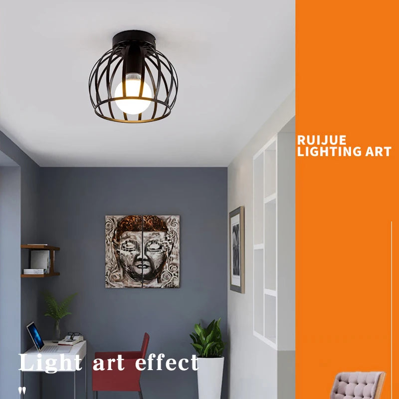 plafonnier rétro doré led en métal pour balcon couloir