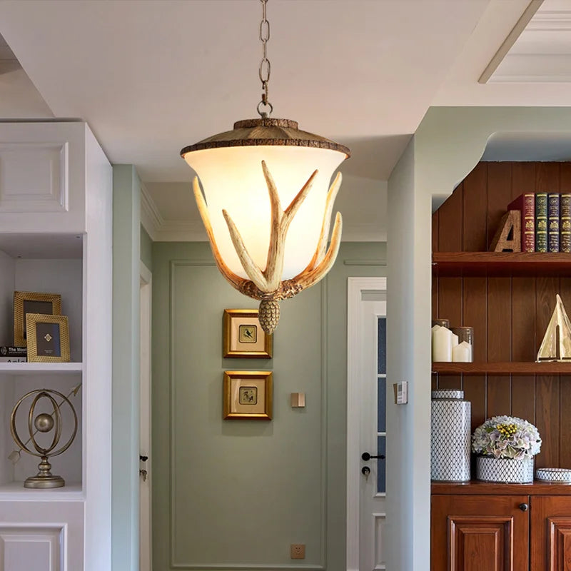 suspension LED style rural européen corne de cerf