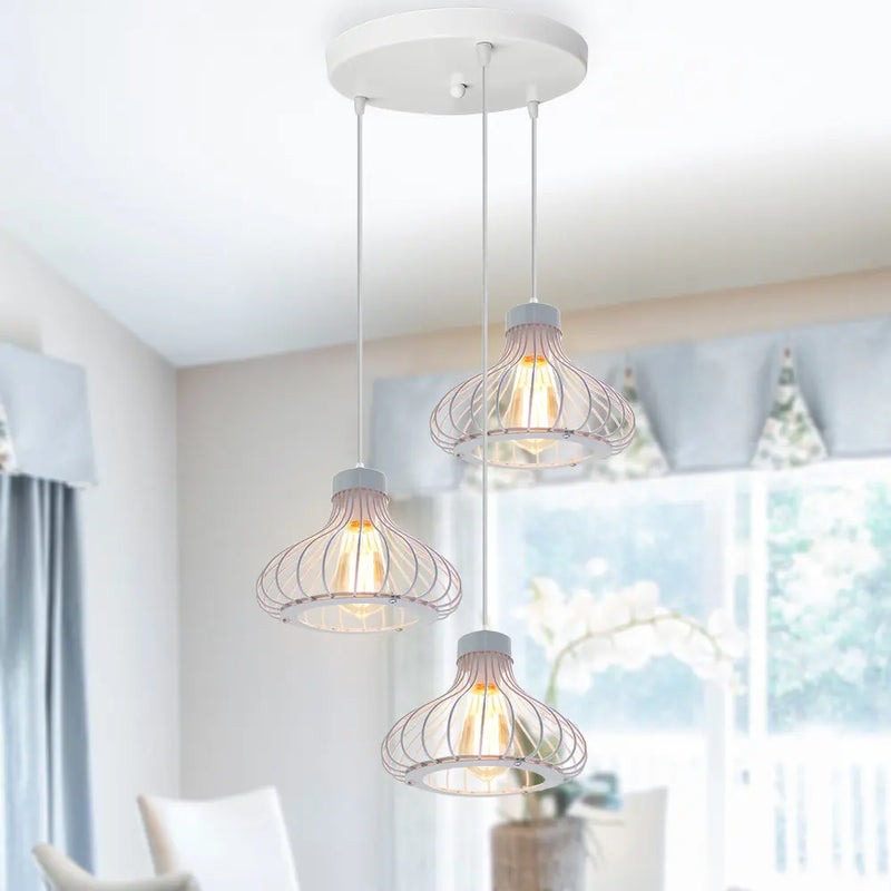 suspension loft rétro nordique avec cage en fer minimaliste