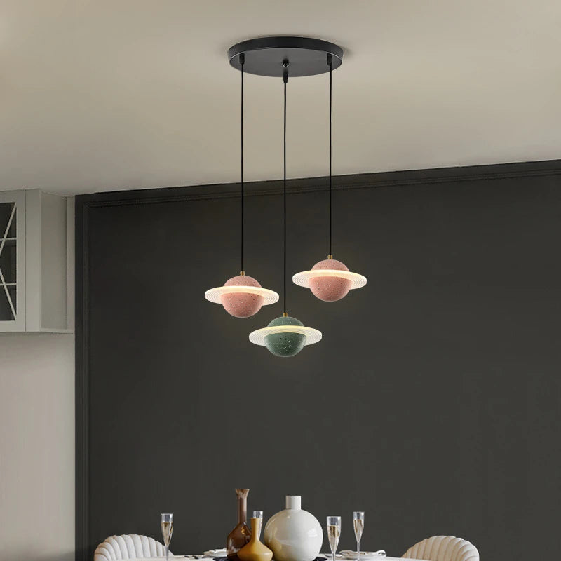 suspension modernes en ciment led pour restaurant barre lumineuse