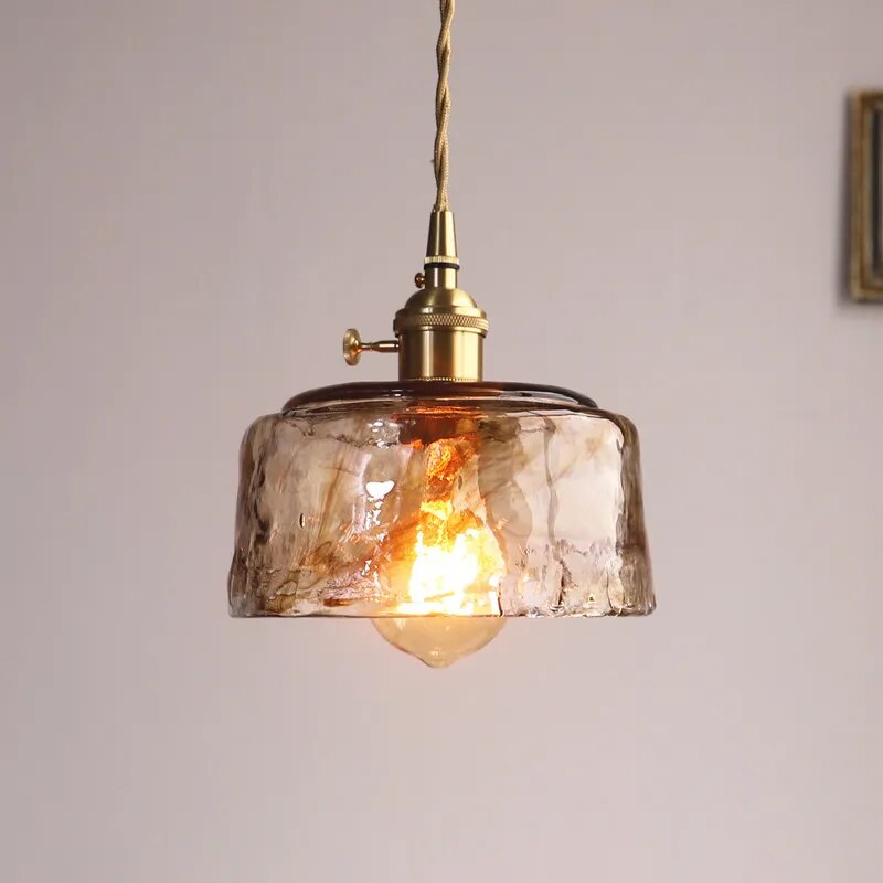 Lustre suspension laiton verre modern