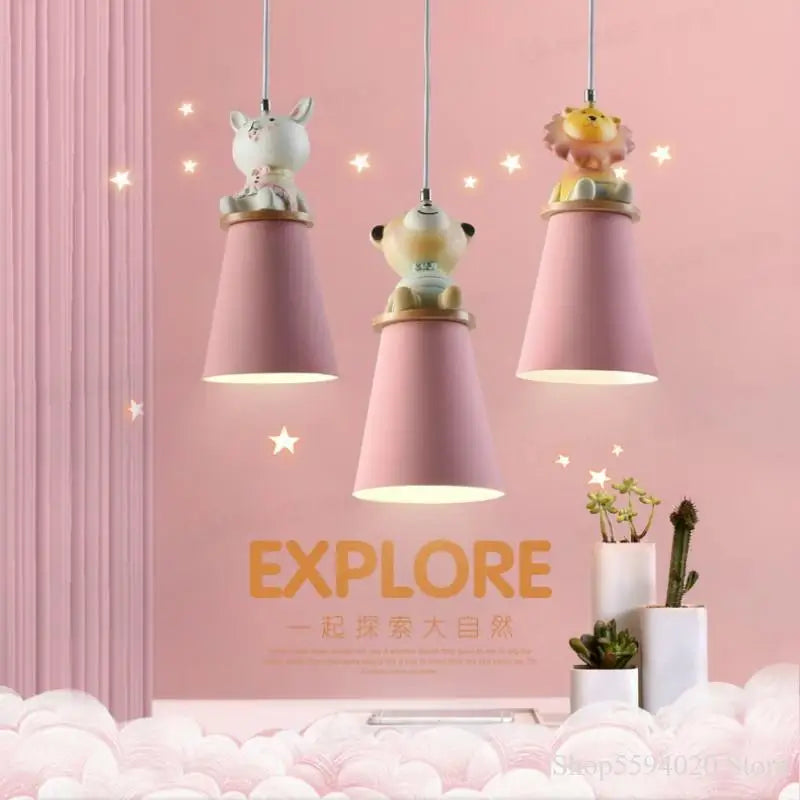 lustre créatif dessin animé animal pour chambre d'enfants