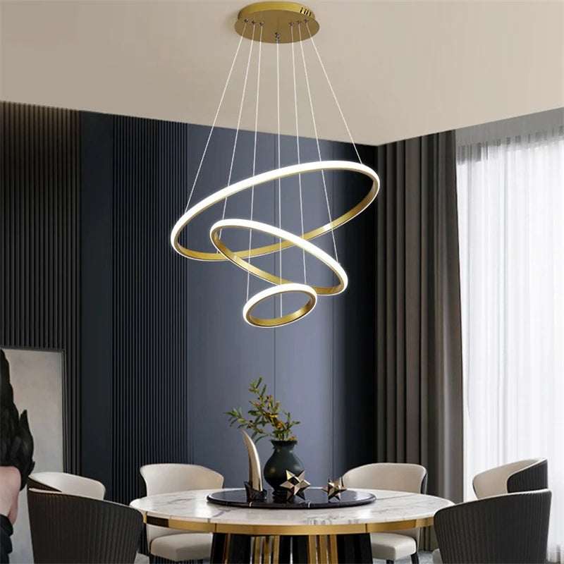 lustre moderne led en acrylique avec anneau lumineux