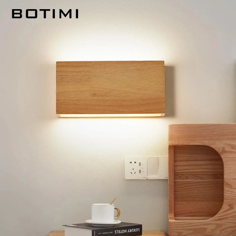 Applique murale LED en bois naturel marron