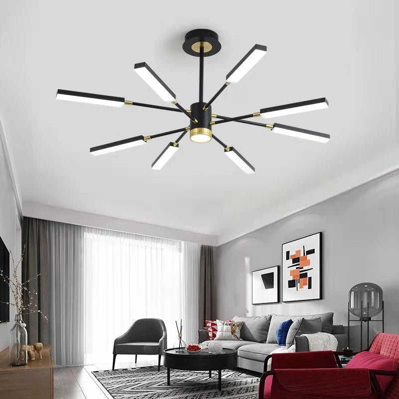 lustre d'art nordique moderne en fer avec éclairage led