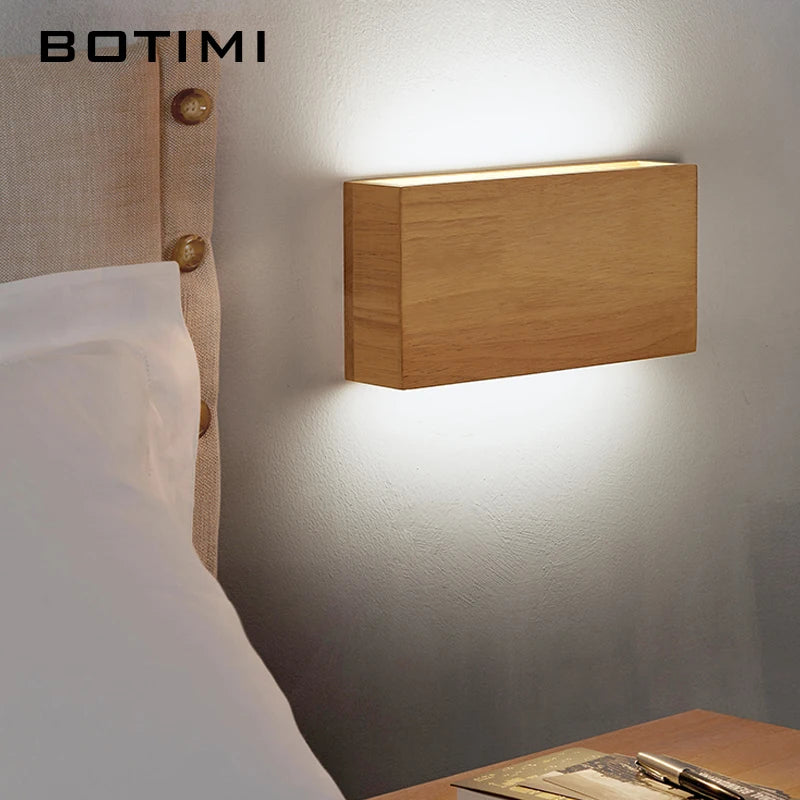 Applique murale LED en bois naturel marron