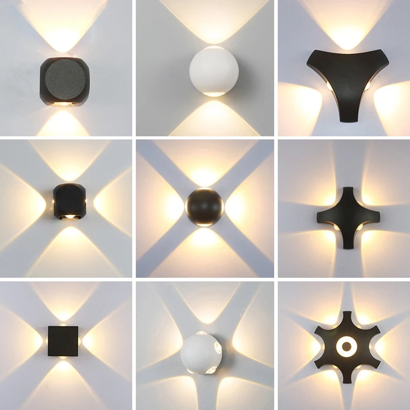 Applique murale extérieure LED moderne noir jardin porche forme IP65 110 V 220 V extérieur numéro de maison lumière étanche éclairage mural