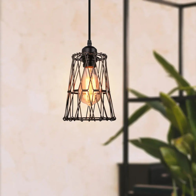 lampe suspendue industrielle rétro cage luminaire led réglable