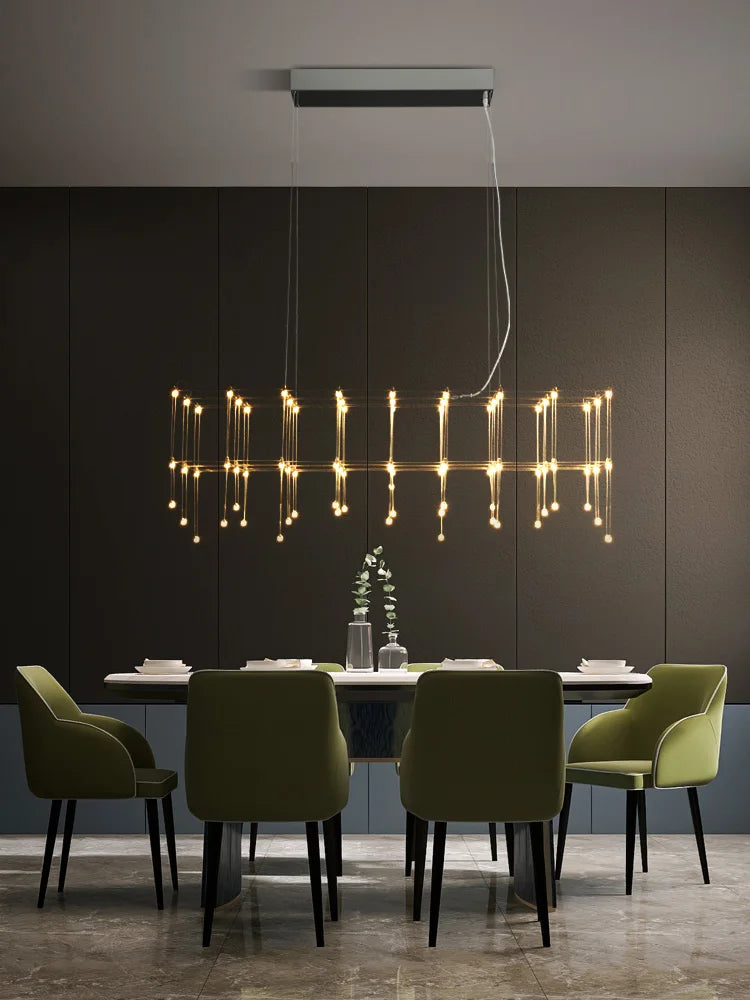 lustre moderne minimaliste créatif gypsophile luciole cube barre longue