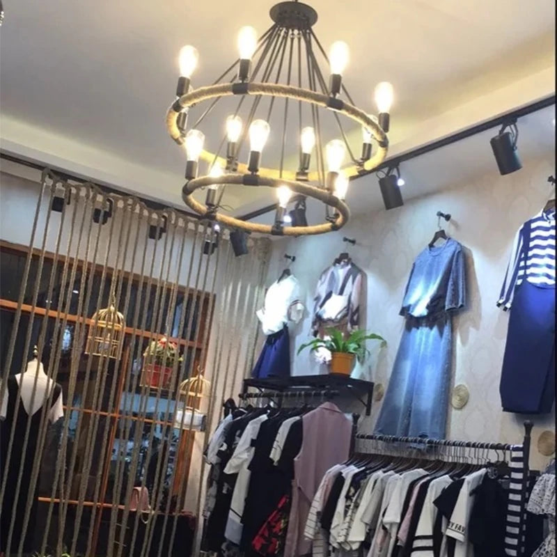 gzmj suspension lumineuse industrielle vintage en chanvre