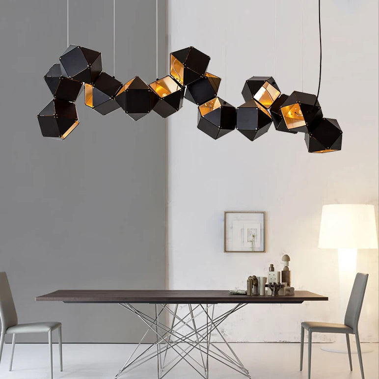 suspension design en fer et pierre pour intérieur moderne