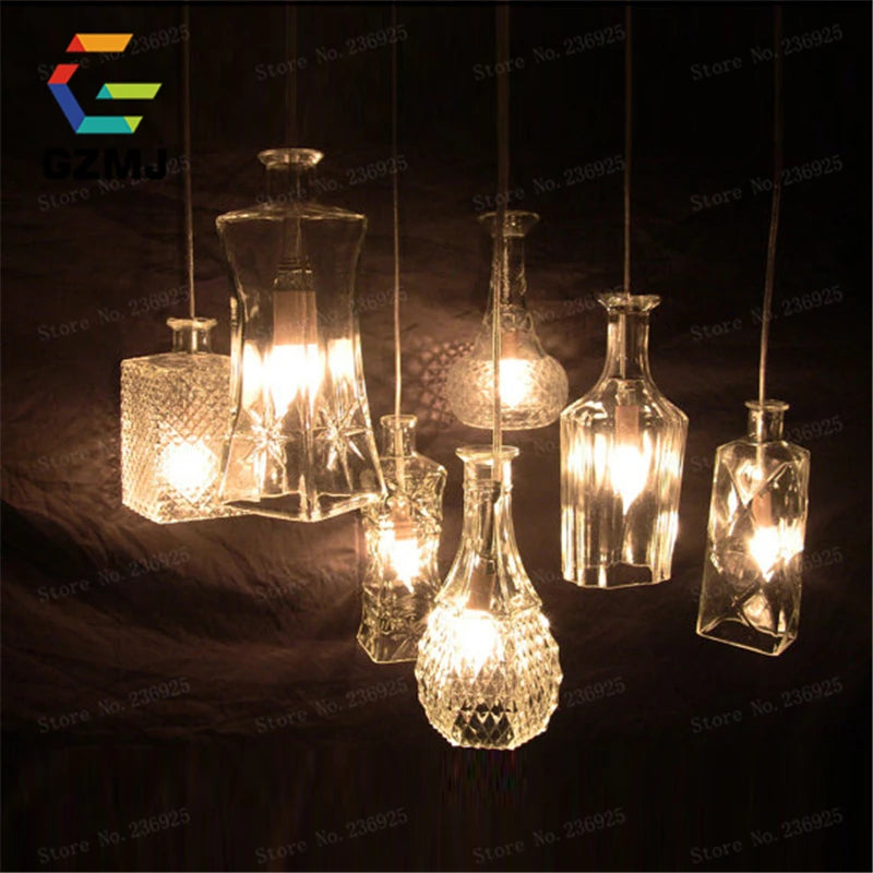 suspension led rétro vintage avec abat-jour en verre sculpté