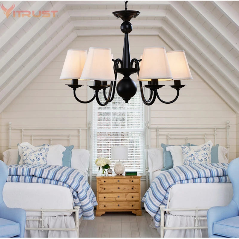 Vintage américain lustres de mariage fer cuisine Bar café éclairage blanc noir bleu led bougeoirs lustre Vintage chand