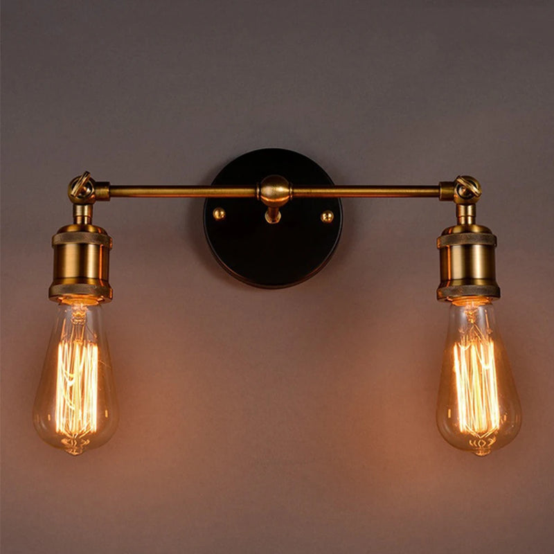 applique murale Double tête E27 Base LED lumières décoratives rétro Style classique cuivre applique murale pour chambre couloir barre
