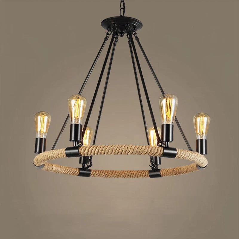 gzmj suspension lumineuse industrielle vintage en chanvre