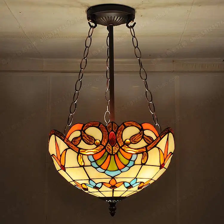 suspension antique style tiffany pour éclairage rétro et coloré