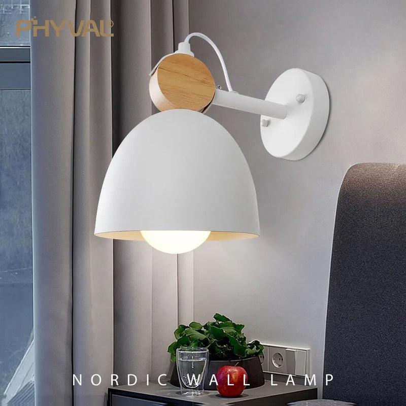 Applique murale LED ronde bois massif macarons