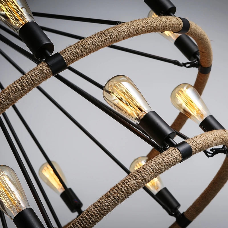 gzmj suspension lumineuse industrielle vintage en chanvre